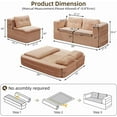 thumbnail image 3 of 80" Folding Sofa Bed King Sleeper Sofa with Chaise Lounge, 2-in-1 Convertible Corduroy Boneless Couch with Blanket, Modern Loveseat Couches for Living Room, No Assembly Couch, Pink, 3 of 8
