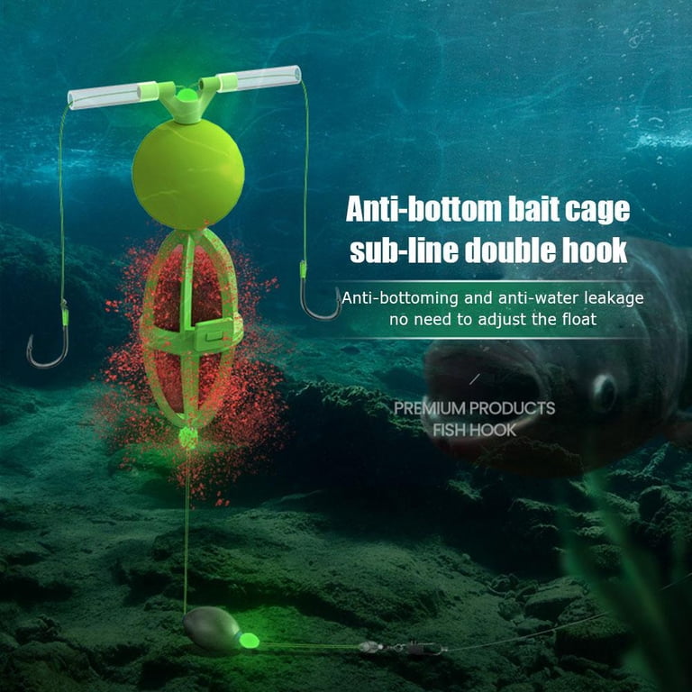 Bait Cage Double Hook 7 Reverse Bottom Fishing Bait Cage Double Hook Fishing  Silver Carp Bighead Carp Flexible Bait Hand Rod Slippery Sea Rod Buoyancy  Ball Suit Fish Hook Fishing Gear -