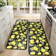 thumbnail image 4 of Kitchen Rugs Sets Of 2,Yellow Lemon Fruit Flowers Black Pattern Anti Fatigue Kitchen Mat Rugs Non Slip Washable,Decorative Kitchen Floor Mats for Kitchen,Sink,Laundry,17"x47"+17"x47", 4 of 5
