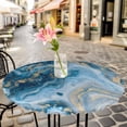 thumbnail image 4 of Blue Gold Marble Fitted Tablecloth with Elastic Edged, Round Table Cloth for Dining Table, Modern Abstract Geometric Gradient Waterproof Oil Proof Table Cover for Indoor Outdoor 36"-44", 4 of 8