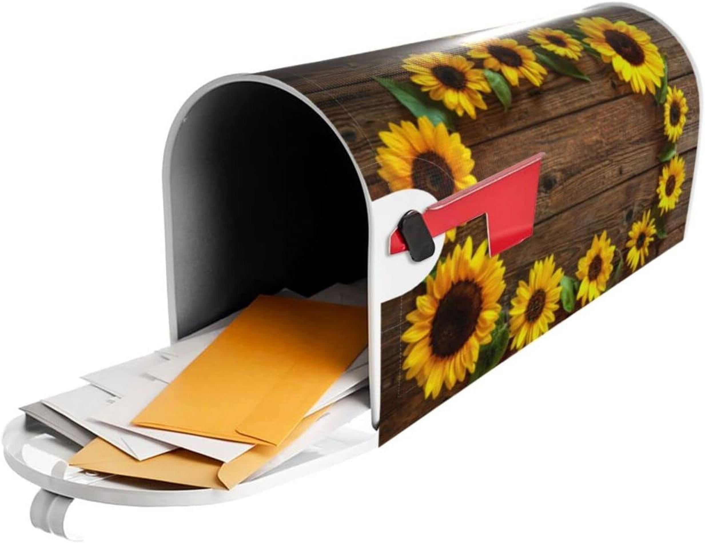 Beautiful Sunflowers Mailbox Covers Magnetic Standard Size,Mailbox Wraps Post Letter Box Outdoor Home Garden Yard Decor 21x18 in