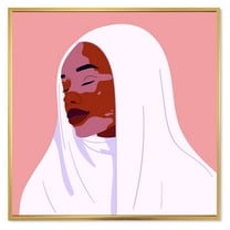 Beautiful Abstract Smiling Afro African Woman With Vitiligo 30 in x 30 in Framed Painting Canvas Art Print, by Designart