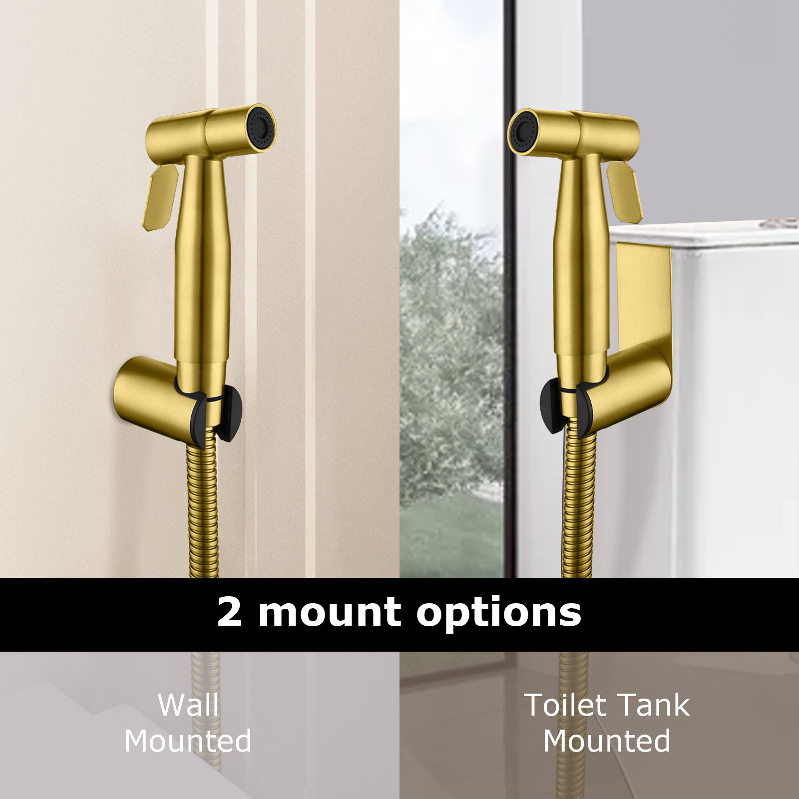 LOSCHEN Bidet Sprayer Kit for Toilet,Hand Held Sprayer Shattaf Toilet Attachment Stainless Steel for Pet Bath/Personal Hygiene/Bathroom,Easy to Install with T-Adapter（Gold）