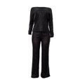 thumbnail image 5 of Wdgfv Women's Evening Sparkly 2 Piece Outfit Long Sleeve Party Sequins Tops and High Waisted Wide Leg Pants Suit Black M, 5 of 6