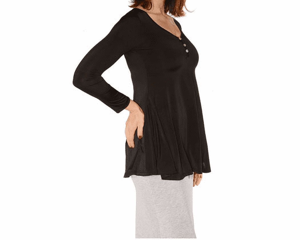 Women's Long Sleeve Three Button Henley Tunic Top