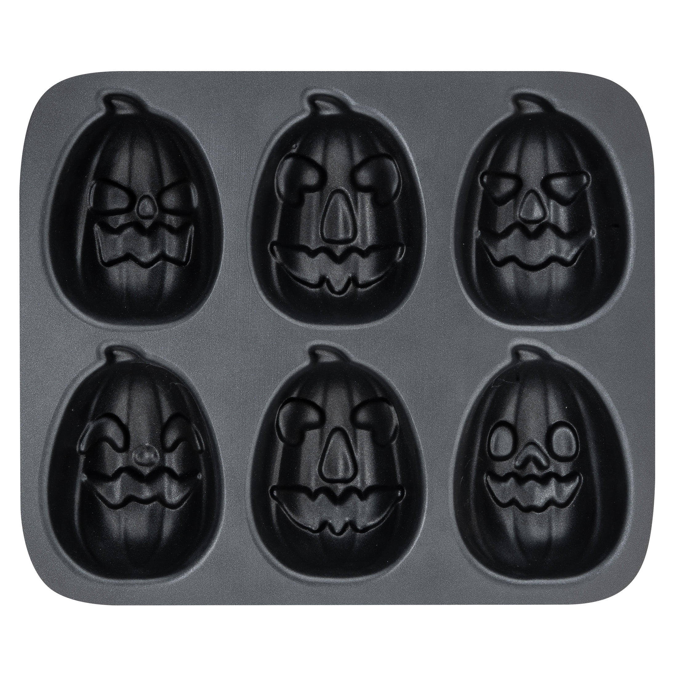 (2 pack) Way to Celebrate, Pumpkin Cast Aluminum 6-Cavity Baking Pan, Black