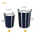 thumbnail image 3 of Circular Hamper Single Layer Laundry Basket Storage Basket Waterproof Single Layer Fabric With Handle Pe Support Strip Darkblue Stripe_2 Small, 3 of 8