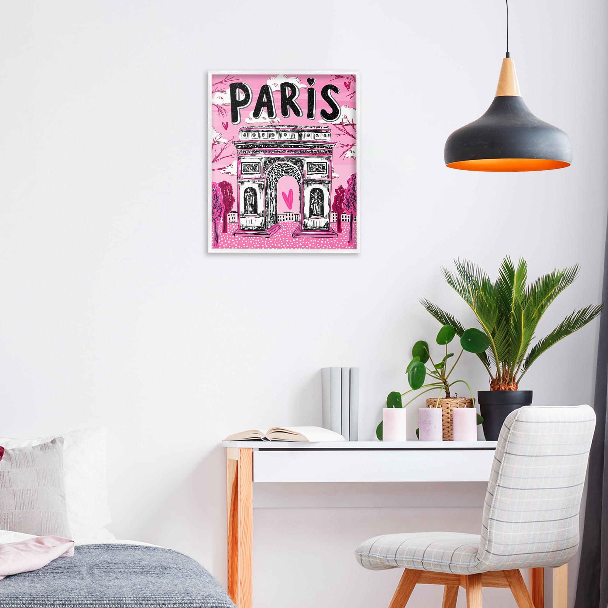 Stupell Industries Romantic Paris Arc de Triomphe White Framed Giclee Art, design by Jess Stempel