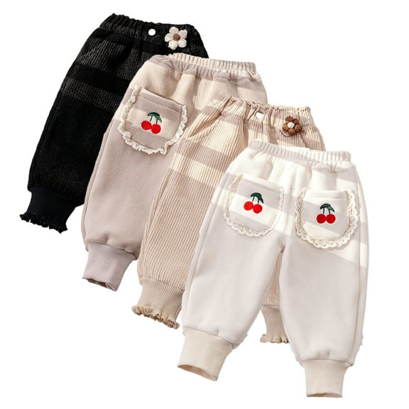 KYAIGUO Girls Winter Sweat Pants for Kids Baby,1-7Y Toddler Thick Sweatpants Fleece Casual Pants New Winter Warm Athletic Jogger Pants