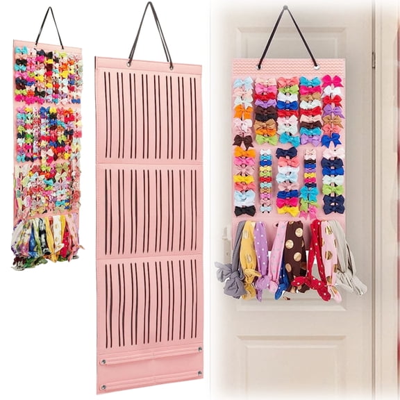 Girl Hair Bows Holder, Hair Clips Storage Hanger For Ribbons | Hair Bows Organizer, Baby Hair Clip Storage Display Sturdy Stand, Wall Hanging for Girl Room(Pink)