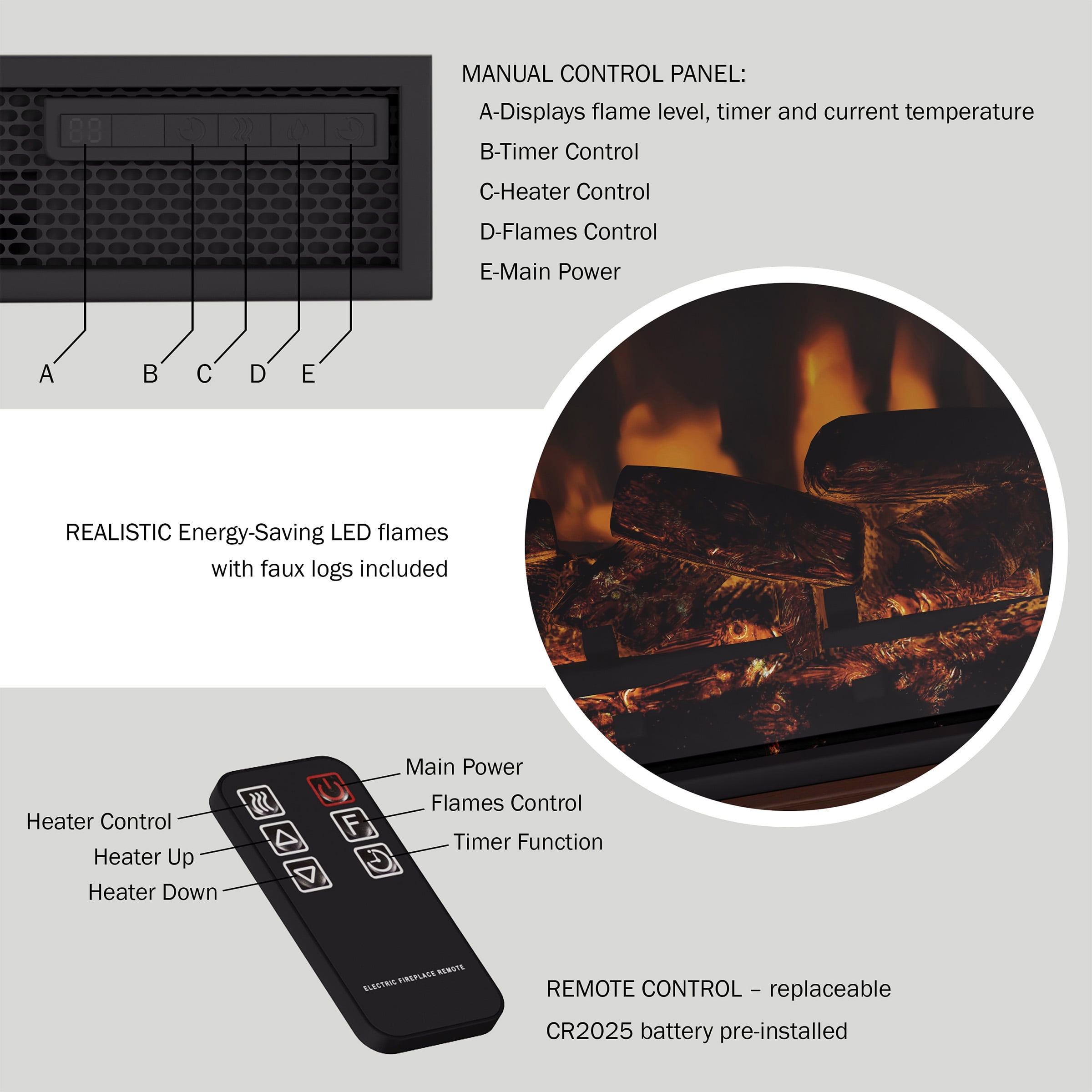 Freestanding Electric Fireplace 3 Sided Tiendamia Com