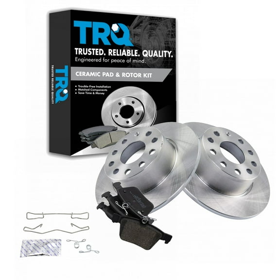 TRQ Rear Brake Pad & Rotor Kit Brake Pads Brake Rotor Ceramic Fits Select 2019 Volkswagen Jetta