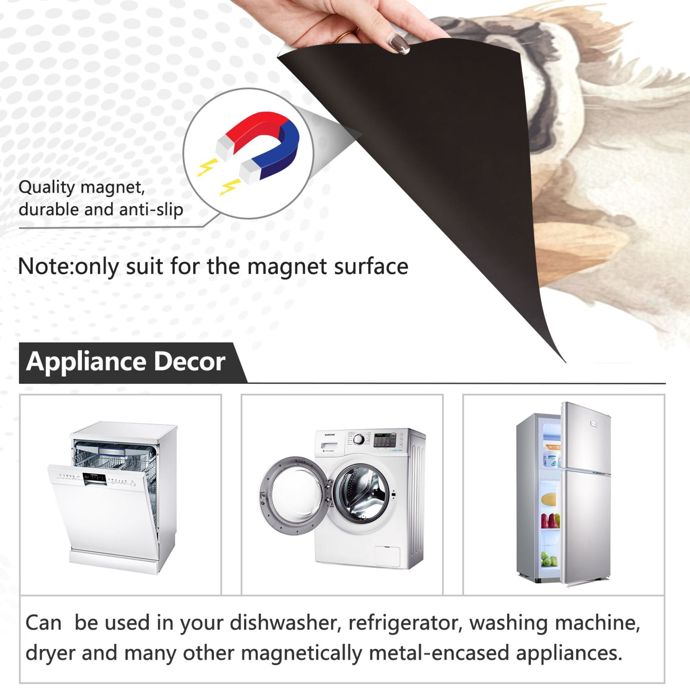 Dishwasher Magnetic Sticker 23x26 Inch Refrigerator Magnetic Sticker Washing Machine Magnetic Sticker Kitchen Panel Magnetic Sticker Home Decor Brown Watercolor Dogs