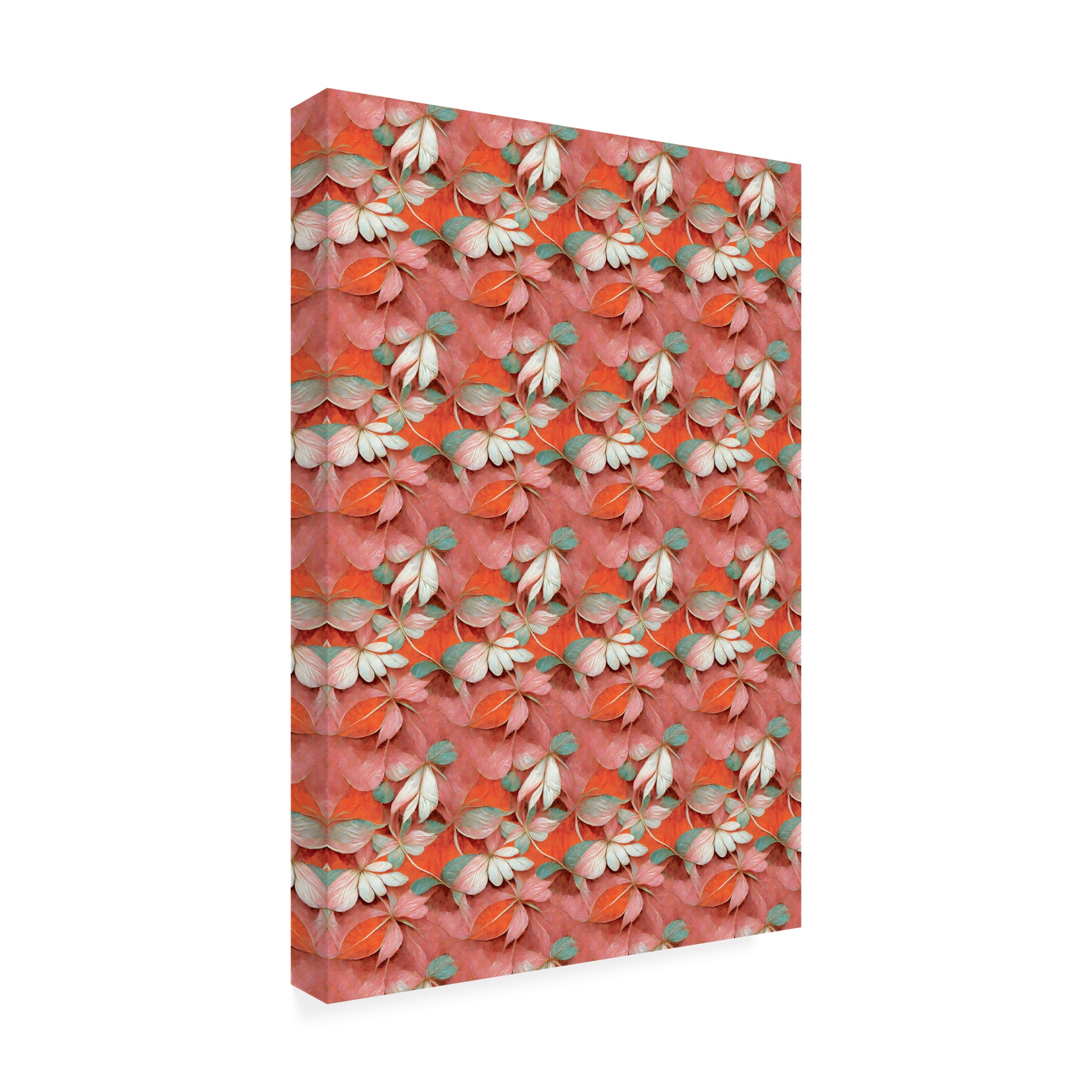 Canvas Wall Art - Treechild 'Orange Floral Pattern' Wall Art for Living Room, Bedroom, or Office D?cor by Trademark Fine Art - 30 x 47 Inches