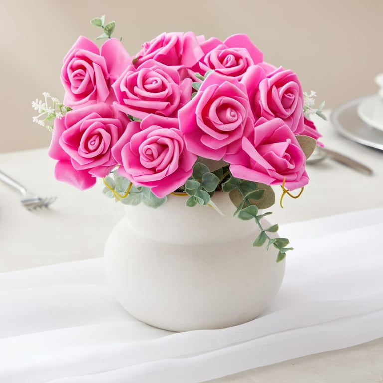50pcs Artificial Silk Rose Flower Heads - 3cm Pink, For Wedding Toss, Table Decor, & Crafting