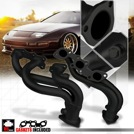 Black Painted Exhaust Header Manifold for 90-96 Nissan 300ZX NA Z32 Non-Turbo 91 92 93 94