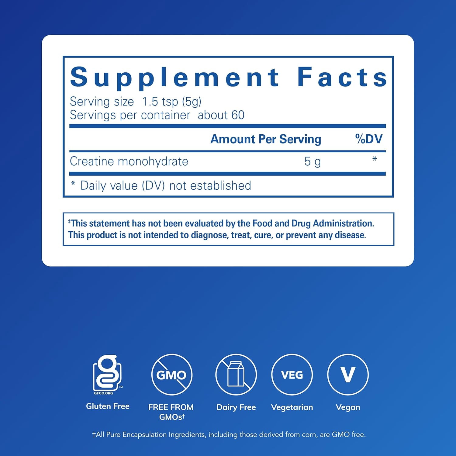 Pure Encapsulations Creatine - Creatine Supplement - Muscle Strength, Performance & Recovery - Pre-Workout Recovery Powder - Gluten-Free, Non-GMO & Hypoallergenic - 315 g (60 Servings)