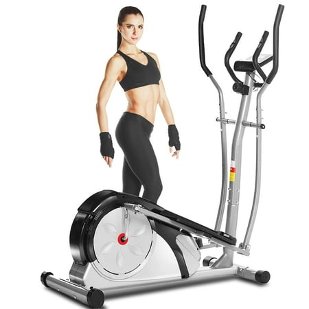 AFitPro Elliptical Machine, 15inch Stride Cross Trainer with Pulse Rate Grips and LCD Monitor, 8 Resistance Levels Smooth Quiet Driven for Home Gym Office Workout 350LBS Weight