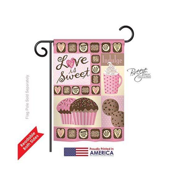 Breeze Decor 51048 Valentines Love is Sweet 2-Sided Impression Garden Flag - 13 x 18.5 in.