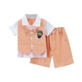 thumbnail image 2 of Agkizg 2PC Preppy Faux Layered Short Sleeve Collared Shirt Cargo Shorts Set Casual Outfits (Toddler Boy's or Toddler Girl's),2-Piece Set,Sizes 1-6 Years, 2 of 4