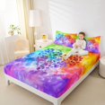 thumbnail image 3 of Homewish Dog Paws Heart Queen Sheets,Watercolor Tie Dye Print Queen Sheet Sets,Green Purple,4 Pieces,1 Flat Sheet, 1 Fitted Sheet and 2 Pillowcases, 3 of 6