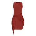 thumbnail image 3 of Cameland Robe d'Été Sans Manches à Bretelles Plissées Col Rond Irrégulier pour Femmes, 3 of 5