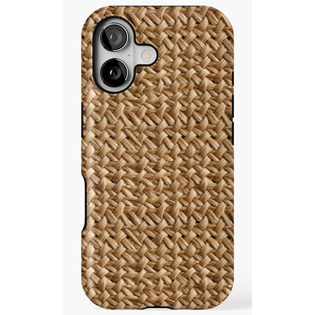 Jute Woven Look Textile Pattern Natural Fiber Phone Case for iPhone 11 12 13 14 15 16 17 Pro Max