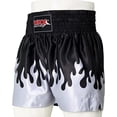 thumbnail image 6 of Men Boxing Shorts MMA Mauy Thai Training Fitness Gym Cage Fight Kickboxing Trunks Clothing Black Silver Flame Medium, 6 of 7