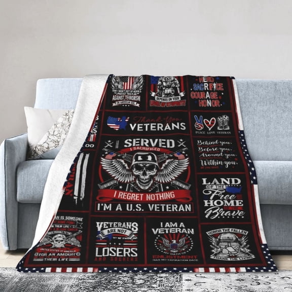 Veteran Gifts Blanket for Men, Vietnam Veteran Gifts, Army Navy Air Force Veterans Gifts for Men, Veteran Day Gifts, Proud Patriotic Veterans Throw Blanket 50x40