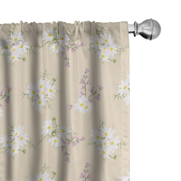 Floral Curtains, Arranged Rhythmic Romantic Spring Flowers in Soft Tones and Strokes, Window Treatments 2 Panel Set for Living Room Bedroom Decor, 56" x 63", Champagne Mauve, by Ambesonne
