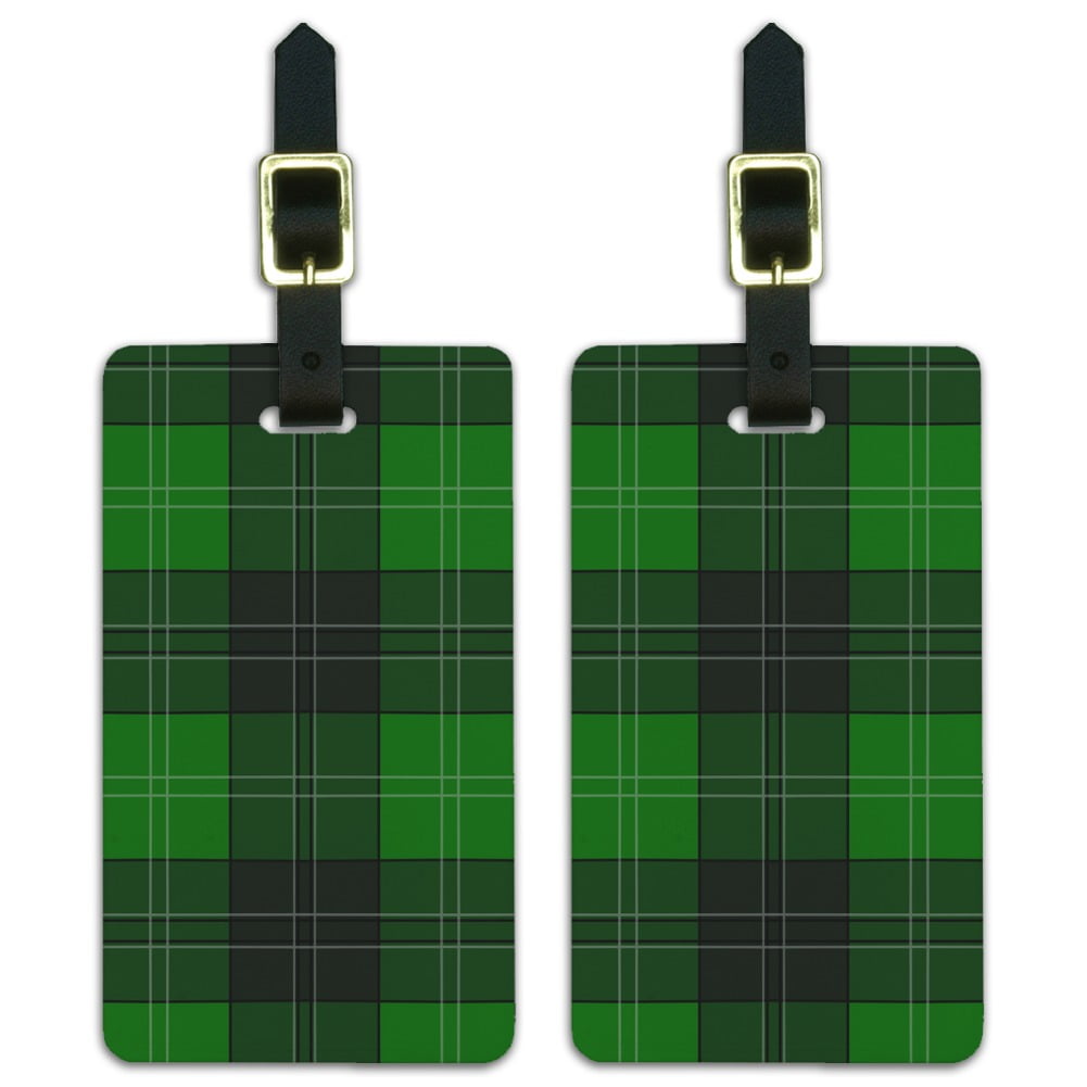 Plaid Green Gray Grey Pattern Luggage ID Tags Suitcase CarryOn Cards