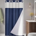 thumbnail image 2 of Ikfashoni Hookless Shower Curtain with Snap in Liner,Navy Waffle Weave Waterproof Fabric Mesh Window Bathroom Curtain,36"X74", 2 of 8