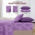 thumbnail image 3 of Lux Decor 4-Piece Twin XL Bed Sheet Set – Ultra-Soft Microfiber, Paisley Print, Upto 16" Deep Pocket Fitted Sheet, Flat Sheet & 2 Pillowcases, Purple, 3 of 10