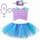 thumbnail image 5 of Disfraz de sirena para niñas, regalos de cumpleaños, conjuntos de falda tutú de princesa sirena para niñas pequeñas, tops + falda de tul, conjunto de ropa para niñas, 5 of 5