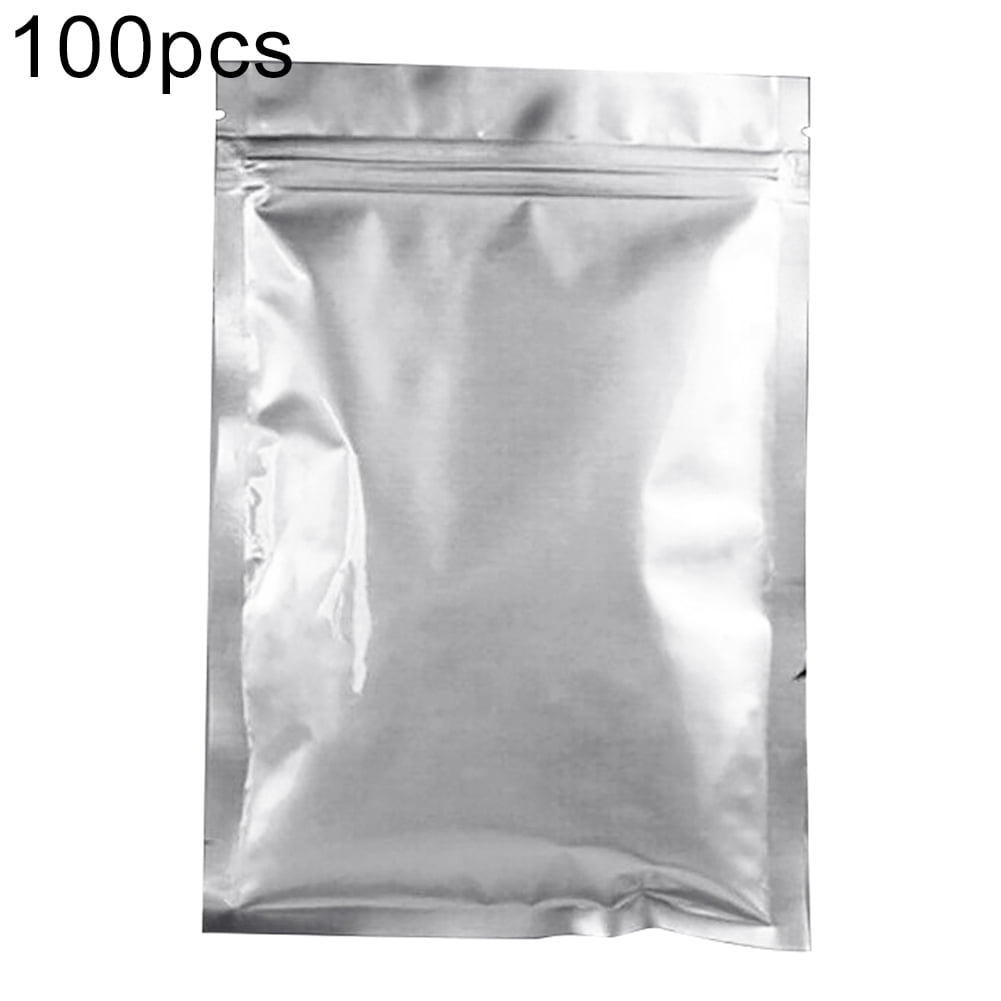Details about   100pc Silver Metallized Foil Resealable Food Packaging Bags ~4x6in Outer Size 