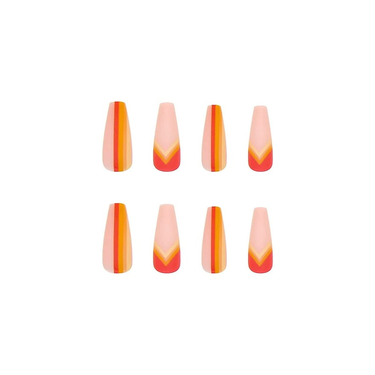 Orange ombre coffin nails deals