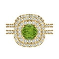 thumbnail image 2 of 1.8 ct Brilliant Round Cut Natural Peridot 14K Yellow Gold Halo Solitaire with Accents Engagement Bridal Wedding Ring Band Set size 10.25, 2 of 7