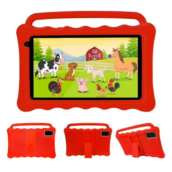 Kids Tablet 7 Inch,Android 12 Tablet for Kids,Toddler Tablets with KIDOZ Parental Control App,2GB RAM+32GB Storage,Education,Games,Best Gift for Kids Learning and Playing,Red