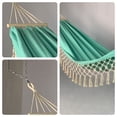 thumbnail image 3 of Eurhowing Outdoor Cotton Hammock with Tassels, 440lb Double 2 Person Portable Hammock, Heavy Duty Boho Hammock for Camping Patio Backyard Travel, Green, 3 of 8