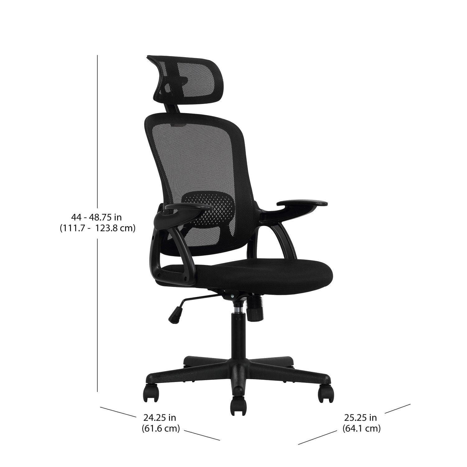 Fauteuil de bureau ergonomique Mainstays avec appuie-tête ajustable, tissu noir, 124,7 kg (275 lb)