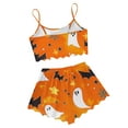 thumbnail image 4 of Tnhcen Women's Halloween Ghost Print Pajama Set Cami Top Elastic Waist Shorts 2-Piece Sleepwear S-2XL Multiple Colors Available Orange, 4 of 5