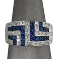 thumbnail image 2 of HeartsAndYou Princess Natural Sapphire & Moissanite Art Deco Wide Ring 14k SOLID White Gold, 2 of 9