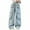 Blue, variant on WERYOUNG Girls Streetwear Cargo Pants Summer Fashion Personality Stretch Elastic Empire Waist Straight Wide Leg Button Trim Pants With Pockets Girls Soft Denim Pants,Blue,5-6 Years