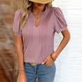 thumbnail image 6 of Fjuchai Womens V Neck Shirt Short Sleeve T Shirts Casual Summer Blouses Tops Solid Color Tees Shirt for Women's S-XXL, 6 of 9