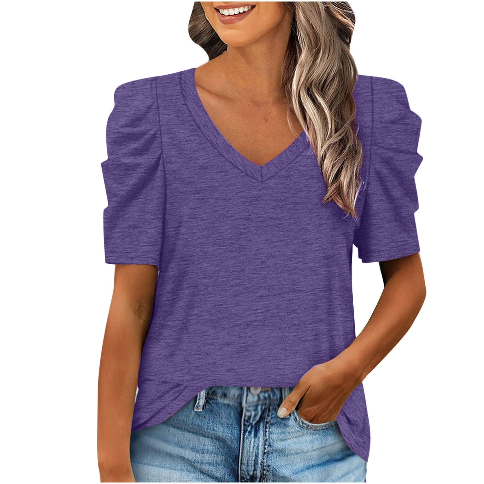 New Fashions Have Landed Learn more about us Womens Tops V Neck Puff ...