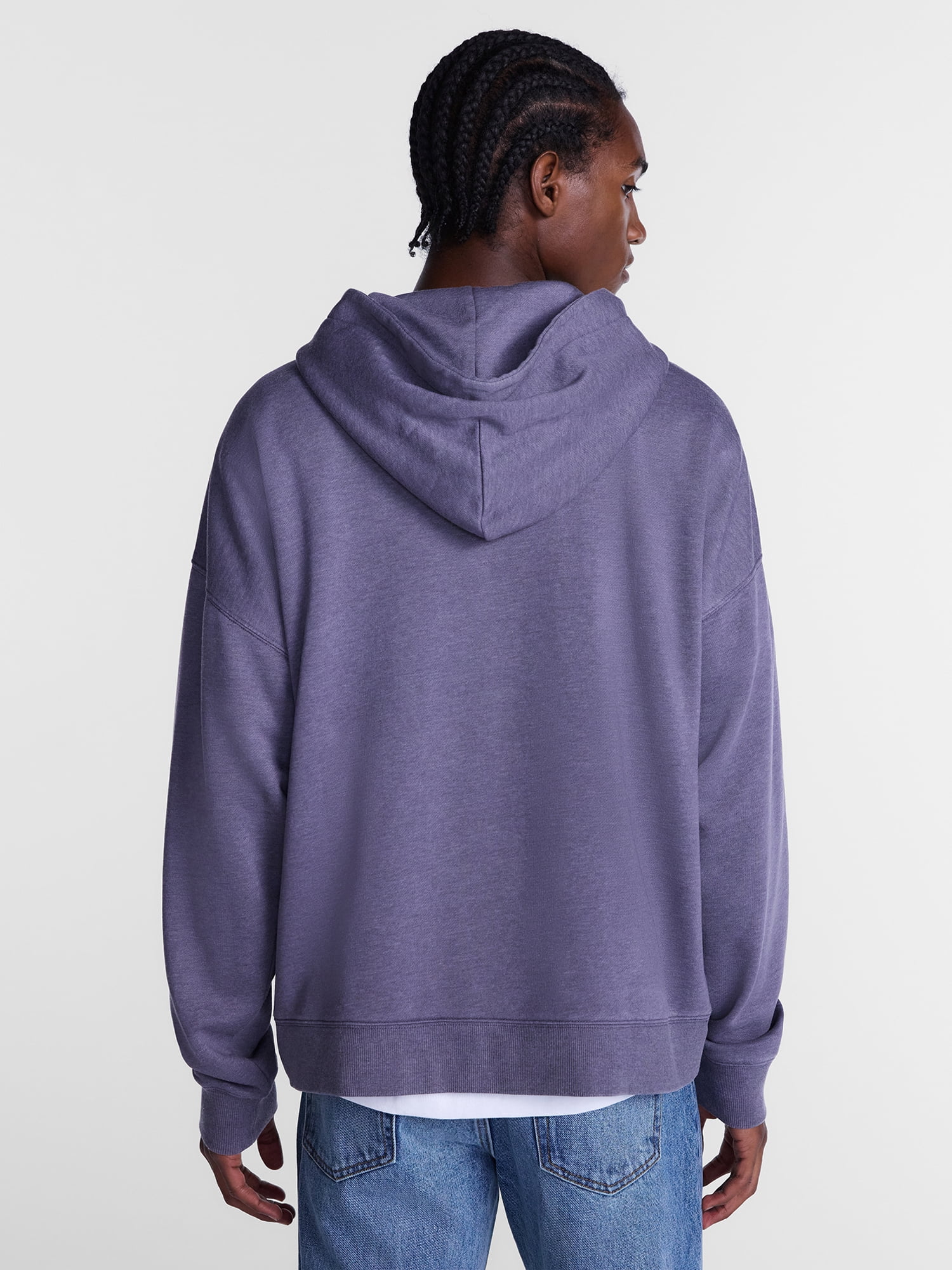 No Boundaries Boxy Fit Oversized Fleece Hoodie with Long Sleeves, Men's XS-4XLT