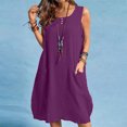 thumbnail image 1 of RWJDXD Robes Courtes Décontractées Unies pour Femmes 2024 Mode Été Robe Midi Élégante Vintage, 1 of 6