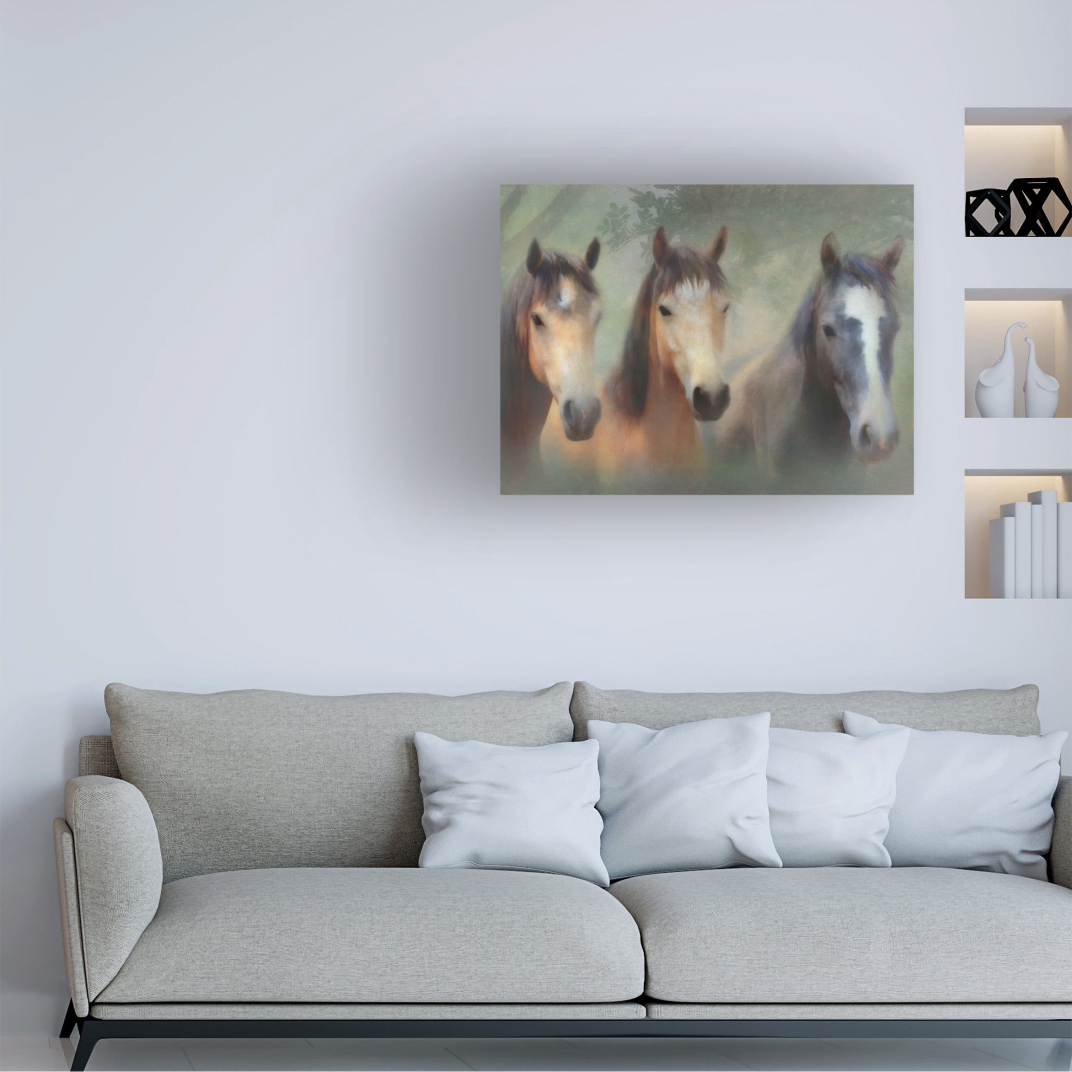 Canvas Wall Art - Trudi Simmonds 'Three Of Hearts ...Connemara Ponies' Wall Art for Living Room, Bedroom, or Office Décor by Trademark Fine Art - 19 x 14 Inches