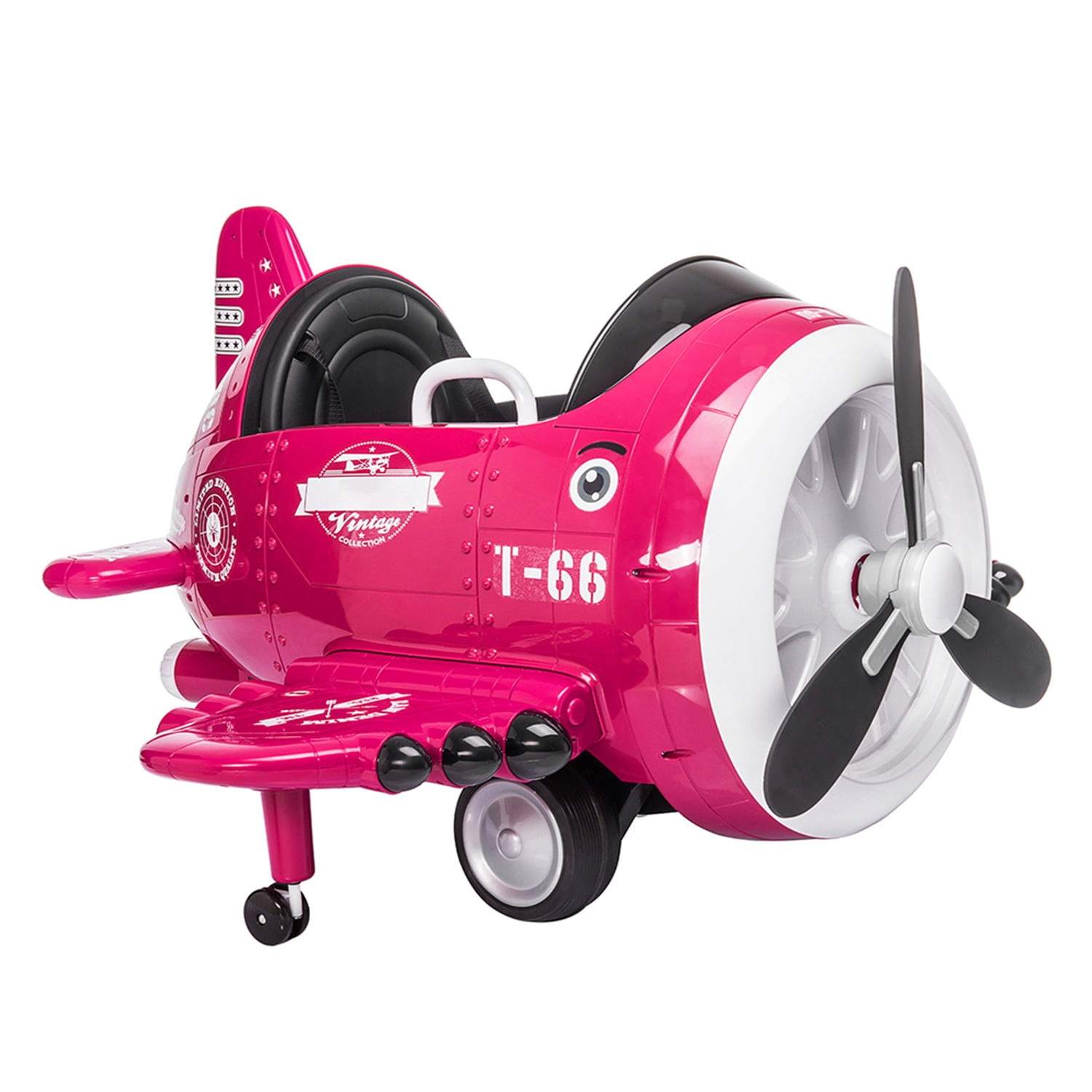 CIPACHO 12V Children's Electric Ride On Airplane, Car for Kids Vehicle with Bombing Sound, Joysticks Operation, FM Radio, Remote Control, Best Gift for Aged 3-8, Pink