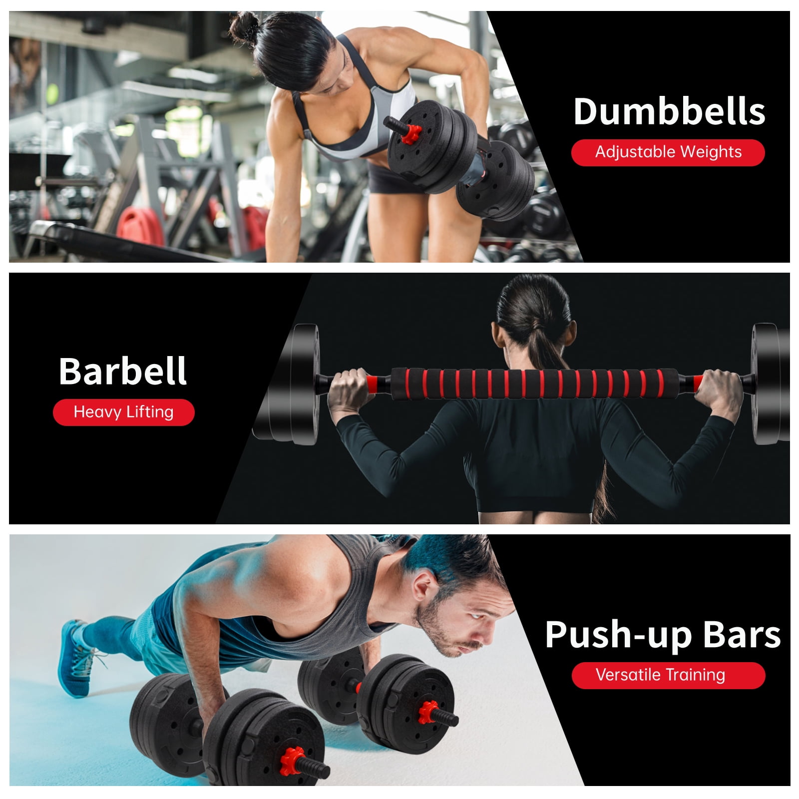 Adjustable-Dumbbells-Sets, 44lbs Free Weights-Dumbbells Set of 2 Convertible To Barbell A Pair of Lightweight for Home Gym,Women and Men Equipment